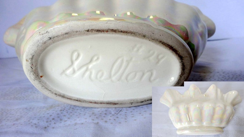 Shelton Pottery Shell Planter Iridescent White Number 29 Made in the USA Home and Garden Lawn and Garden Gardening Pots and Planters
