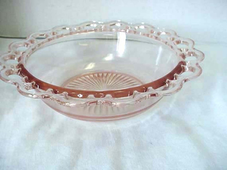 Scalloped or Lattice Rim Pink Depression Glass Serving Bowl Etsy