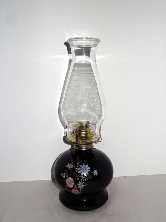 black glass lamp table