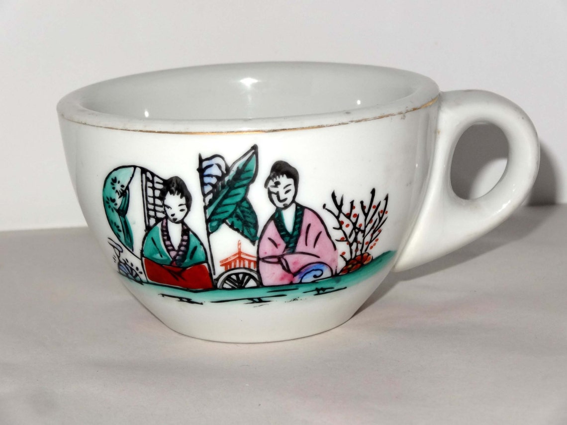 Japanese Geisha Girls Signed on Back and Bottom Tea Cup Home Etsy
