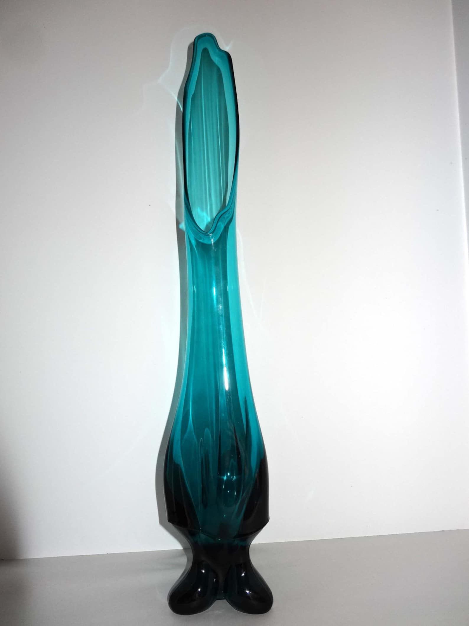 Tall Teal Glass Flower Vase Glass Home and Garden Decor Vases Etsy