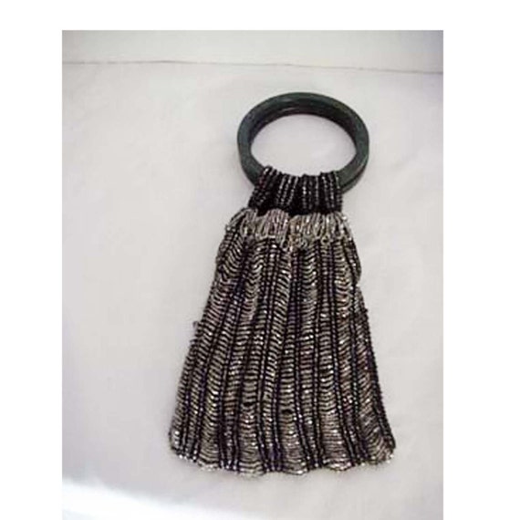 1920s Black Silver Beaded Handbag Apparel and Acce
