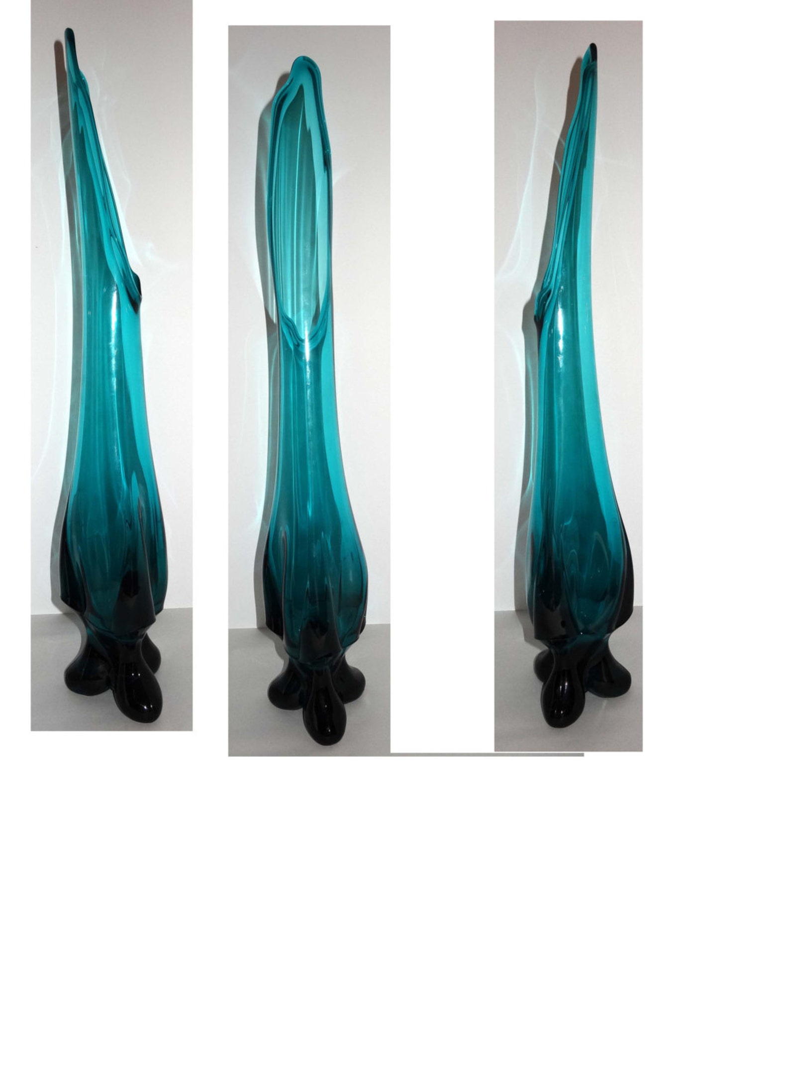Tall Teal Glass Flower Vase Glass Home and Garden Decor Vases Etsy