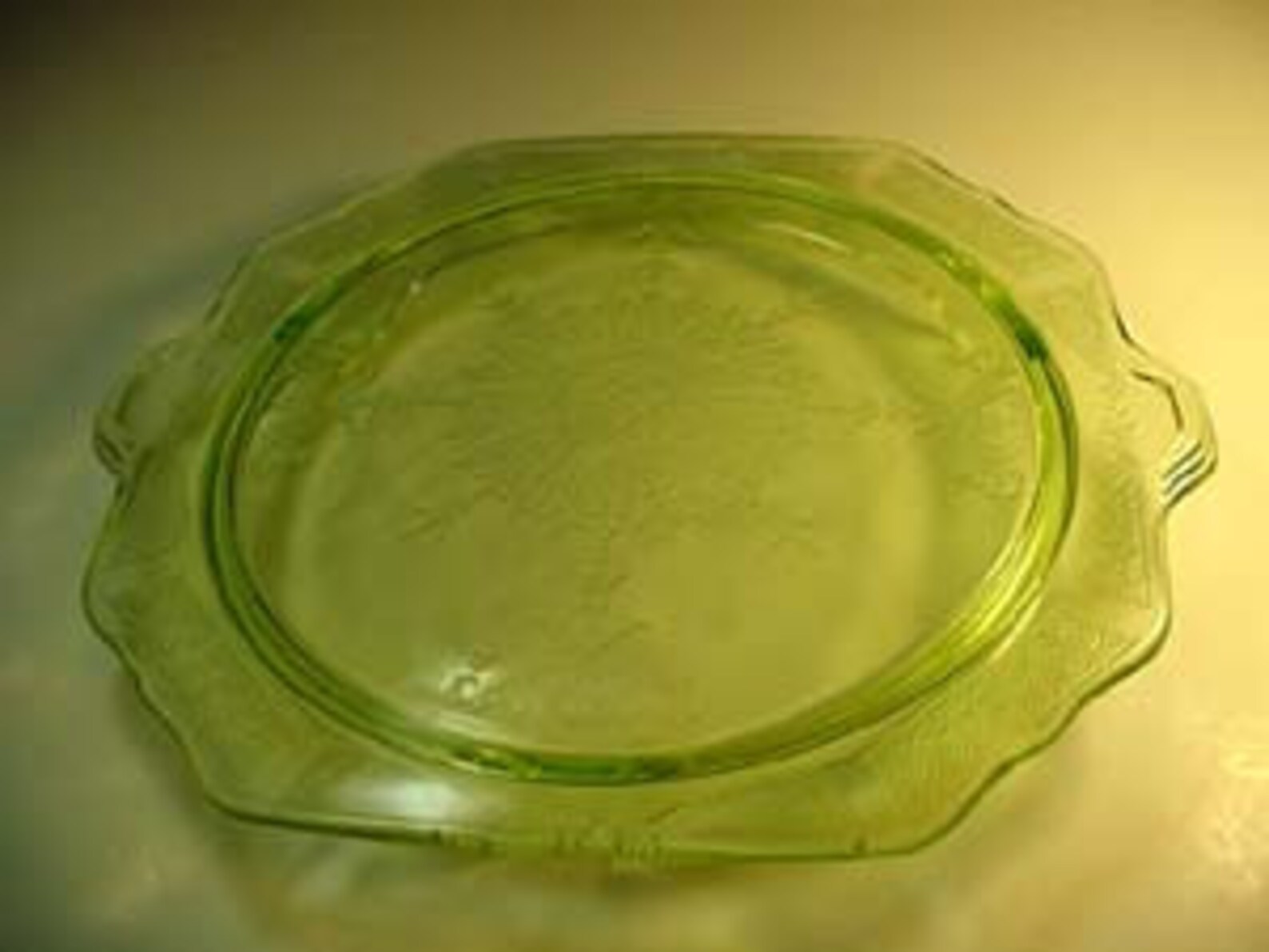 Green Uranium/Vaseline Glass Handled Cake Plate Home and Etsy