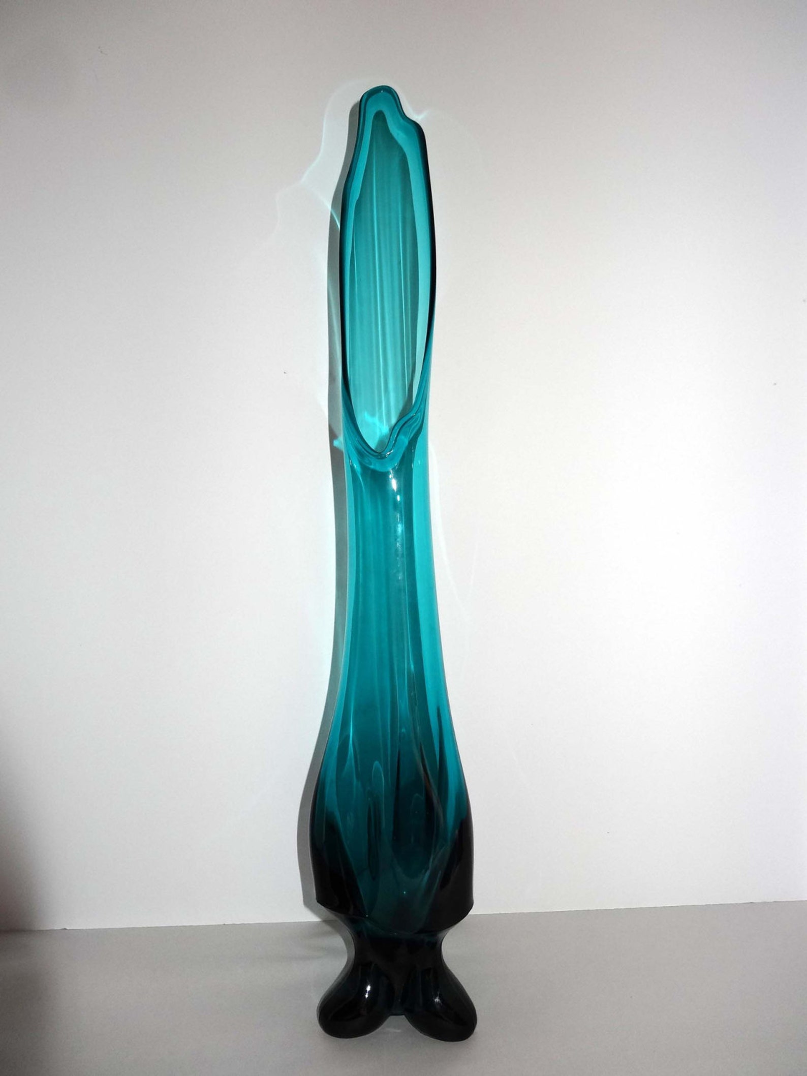 Tall Teal Glass Flower Vase Glass Home and Garden Decor Vases Etsy