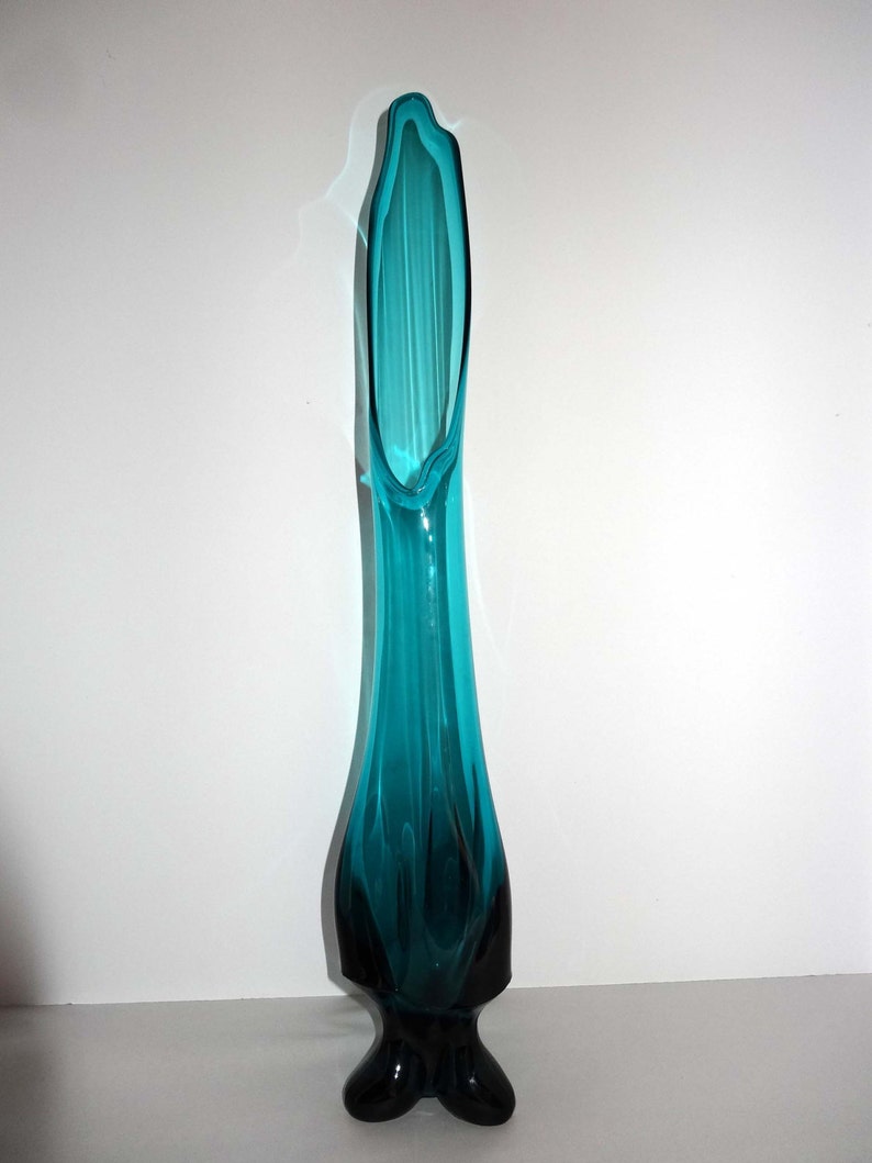 Tall Teal Glass Flower Vase Glass Home and Garden Decor Vases Etsy