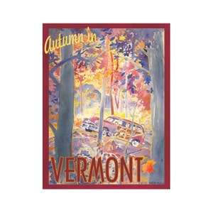 Cartel de viaje de otoño en Vermont