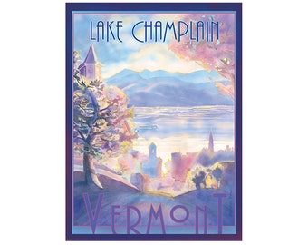 Sunset Lake Champlain Travel Poster
