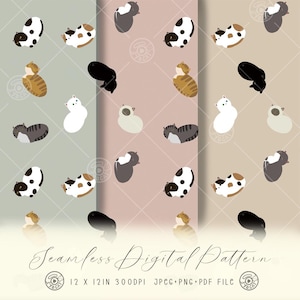 Loaf Cat Pattern Repeat | Seamless Digital Paper for Sublimation & Printable Digital Prints