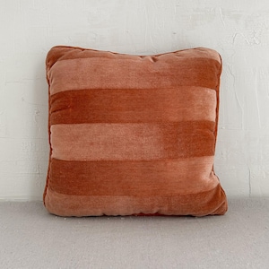 Vintage Velvet Stripe Pillow • Rust & Blush Tones • Soft Textural Accent Cushion • Warm Neutral Decor
