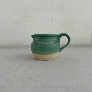 Vintage Green Studio Pottery Creamer • Hand-Thrown Stoneware Jug