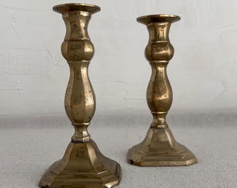 Vintage Brass Candlesticks Set of 2 • Classic Turned Shape • Warm Patina • Taper Candle Holders