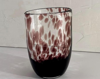 Vintage Plum Spatter Glass Vase • Sculptural Art Glass Vessel
