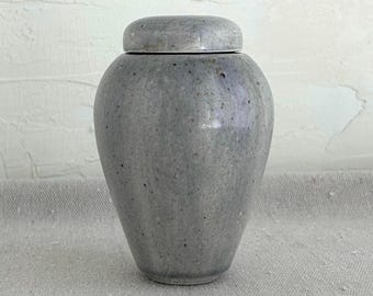 Vintage Studio Pottery Lidded Jar • Signed Iva Hicks • Speckled Gray Ceramic Vessel