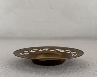 Vintage Brass Filigree Dish • Small Trinket Catchall • Ornate Cutwork Metal Bowl