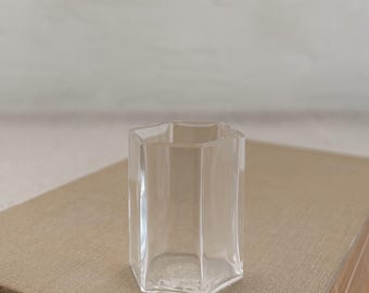 Vintage Baccarat Crystal Bud Vase • Faceted Geometric Glass • Small French Modern Vessel