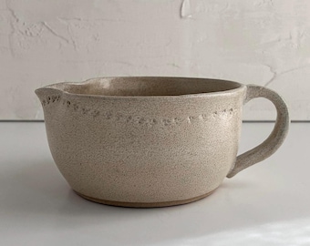 Vintage Stoneware Batter Bowl • O. Walker Studio Pottery • Handmade Ceramic Mixing Bowl