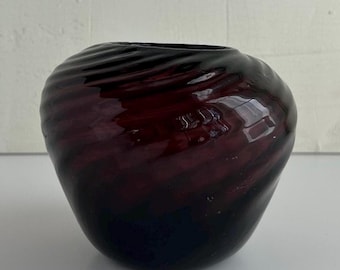 Handmade Plum Art Glass Vase • Sculptural Hand-Blown Vessel