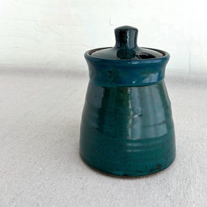 Berea College Studio Pottery Lidded Jar • Signed Hand Thrown • Deep Teal Glaze Ceramic Vessel
