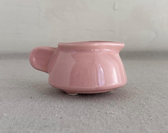 Vintage Pink Ceramic Creamer . Speckled Glaze . USA Pottery . Small Pitcher
