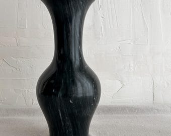 Vintage Marble Bud Vase • Black Onyx Stone Vase • Sculptural Minimalist Decor