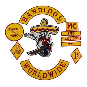 Bandidos Patch Set – Biker Back Patch – Motorcycle Club Vest Patch – Large Embroidered Patch | Personalised Embroidery patch | 1% patch set