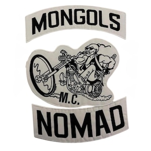 Mongols Nomaden MC Rücken Aufnäher Set: Gestickter Biker Weste Aufnäher