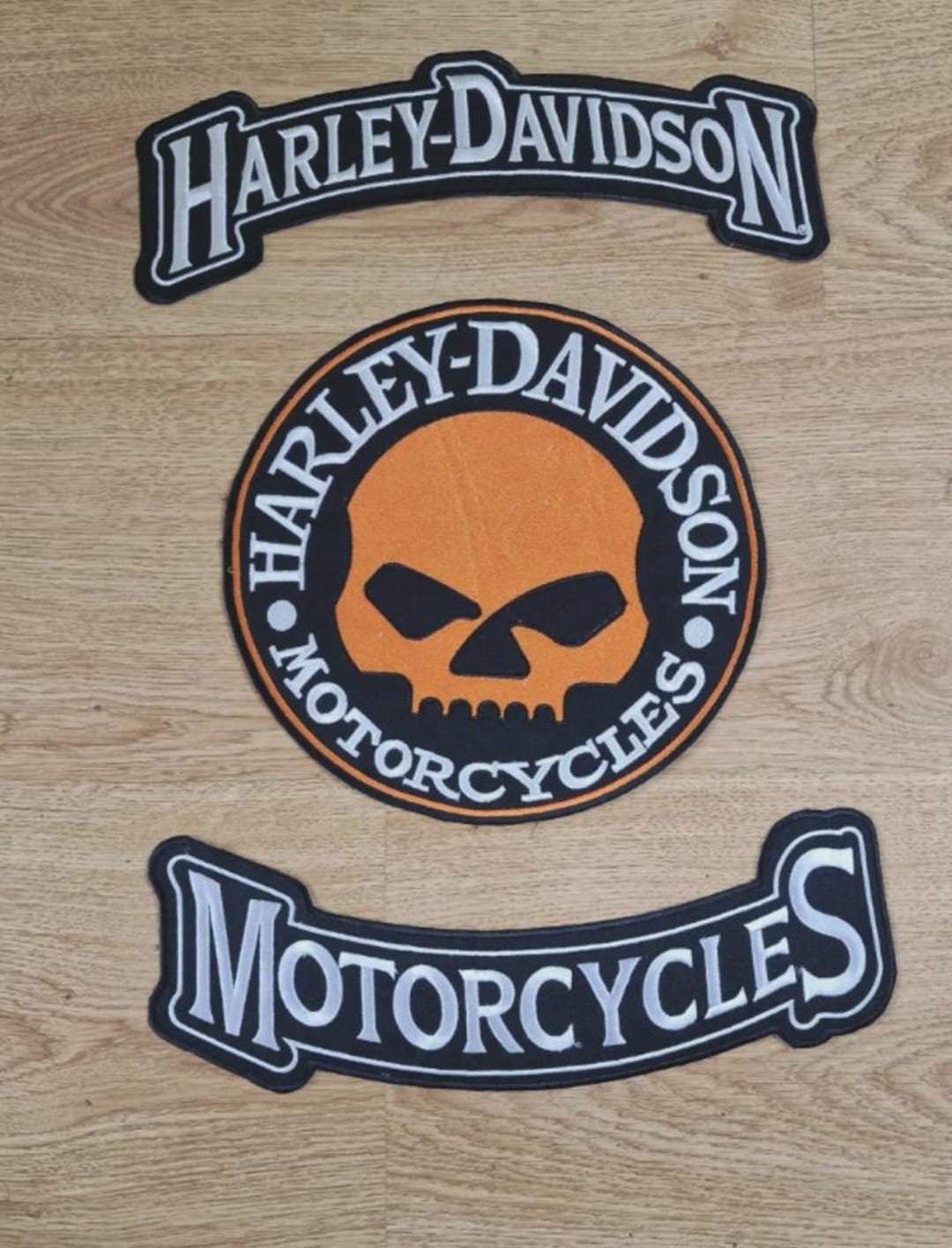 Harley Davidson Patch Set Skull Logo | Large Biker Jacket Back Patches ...