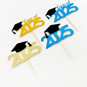 Graduation Cupcake Toppers, 2025 grad, cap, Class of 2025 Graduation Cupcake toppers, college high school grad party decorations (set of 12)