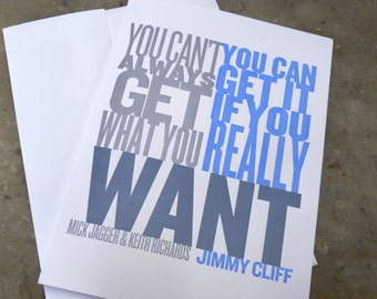 Want for Nothing Set of 6 Letterpress Printed Greeting Cards