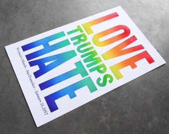 Love Trumps Hate. Anti-Trump Letterpress Print