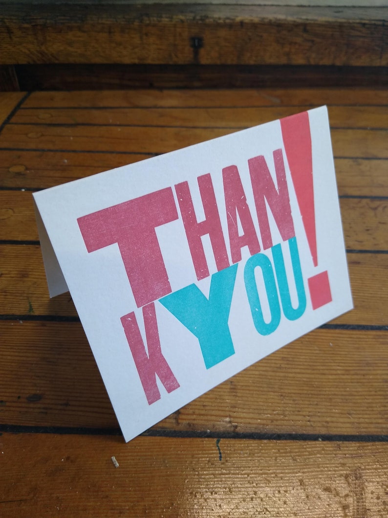 Thank You card from vintage wood type image 3