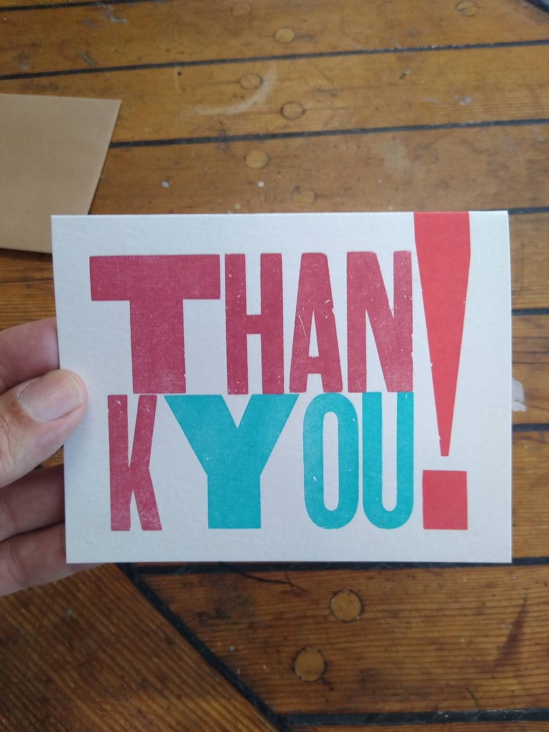 Thank You card from vintage wood type image 2