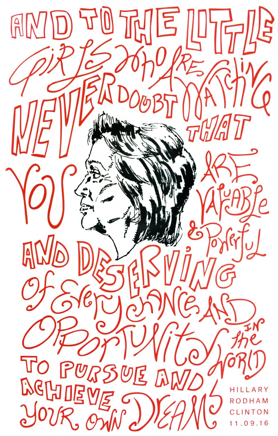 Hillary Lettering Hillary Rodham Clinton Letterpress Print - Etsy