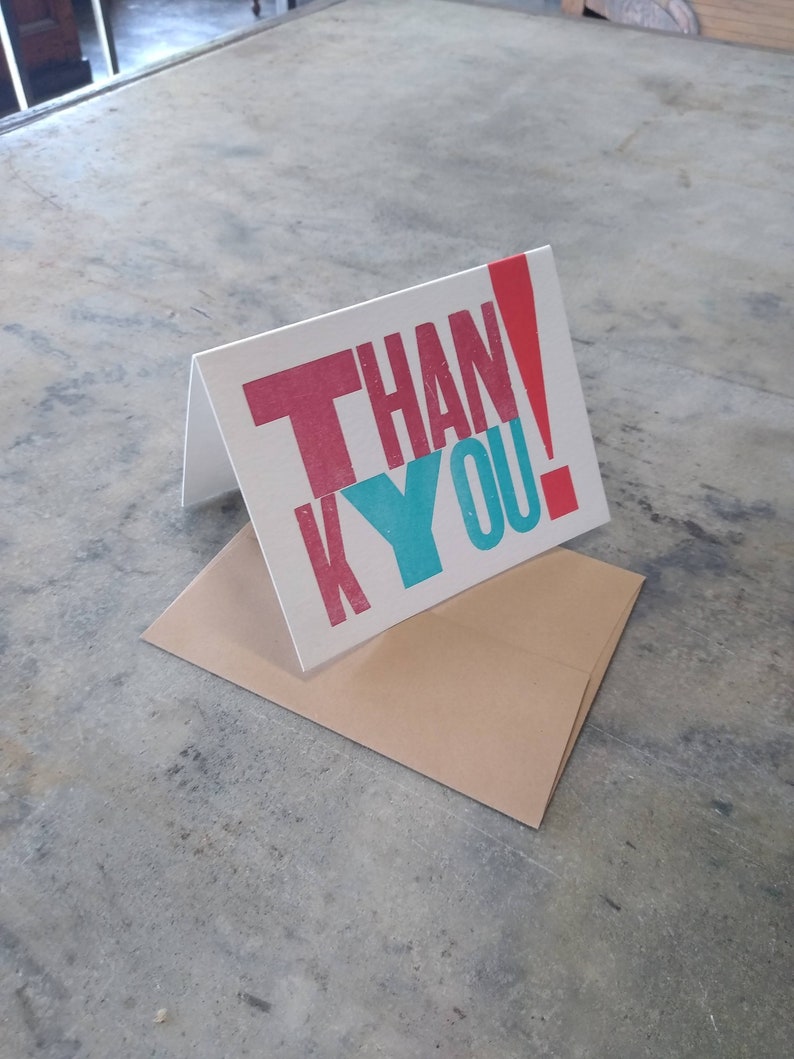 Thank You card from vintage wood type image 1