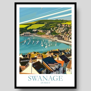Swanage Poster - Dorset Poster - Swanage - Dorset - Jurassic Coast - UK Wall Art - Dorset Print - England Wall Art - Dorset Watercolour