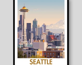 Seattle Poster - Seattle Wall Art - Washington Poster - Seattle Print - Seattle - Seattle Art - Seattle Skyline - Space Needle Poster