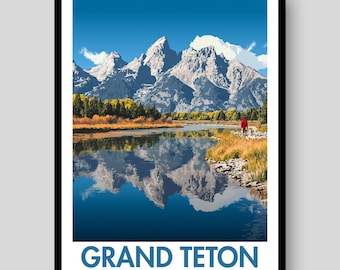 Grand Teton National Park Poster - Grand Teton National Park - Wyoming Poster - National Park Poster - Grand Teton Wall Art - Wyoming