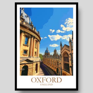 Oxford Poster - Oxford Universität - Oxford Druck - Oxfordshire - Oxford Karte - Reiseposter - Oxford - Oxford Geschenk - Oxford Gemälde