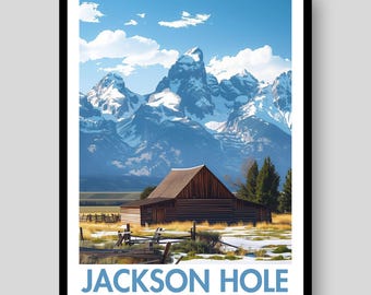 Jackson Hole Poster - Grand Teton Poster - Jackson Hole - Wyoming - Grand Teton - Jackson Hole Print - Jackson Hole Art - Grand Teton Print