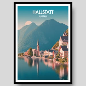 Hallstatt Poster - Austria Poster - Hallstatt - Hallstatt Print - Alps Print - Austria - Lake Hallstatt - Austria Print - Hallstatt Art