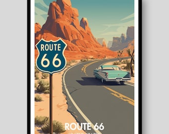 Route 66 Poster - Route 66 Sign - Route 66 Wall Art - Route 66 Print - Route 66 - Route 66 Souvenir - Route 66 Decor - Route 66 Art