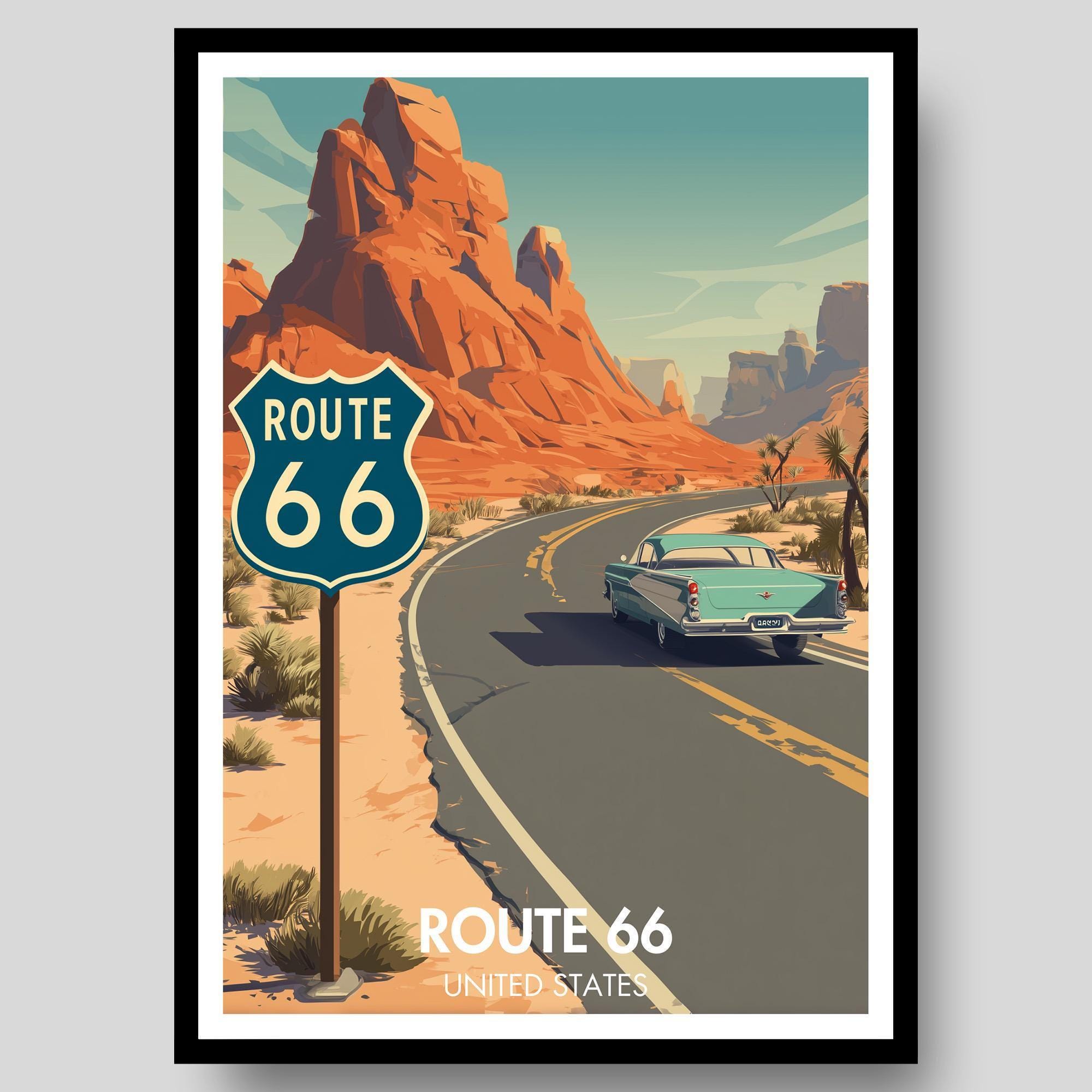 Route 66 Poster - Route 66 Sign - Route 66 Wall Art - Route 66