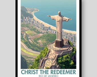Christ the Redeemer Print – Rio de Janeiro Travel Poster