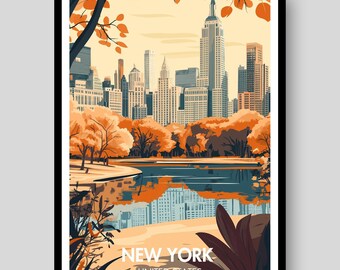 New York Poster - Central Park Poster - New York City - New York Print - New York Wall Art - Central Park - New York - New York Painting