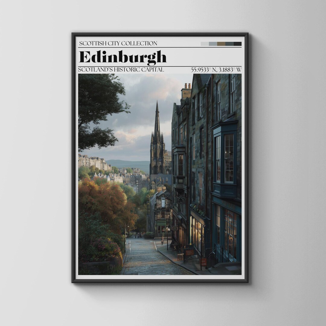 Edinburgh Travel Poster Cityscape Wall Art Print - Etsy