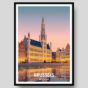 Brussels Poster - Grand Place Poster - Bruxelles poster - Belgium Poster - Brussels - Brussels Print - Belgium - Belgium Wall Art