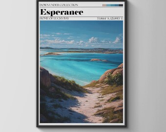 Esperance Travel Poster Home of Lucky Bay Coastal Art Print