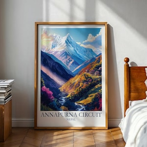 Annapurna Circuit Travel Poster - Nepal Wall Art - Annapurna Circuit Art - Vacation Poster - Gift for Traveller - Annapurna Circuit Print