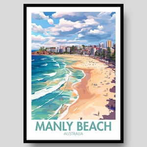 Manly Beach Australien Kunstdruck – Sydney Reiseplakat
